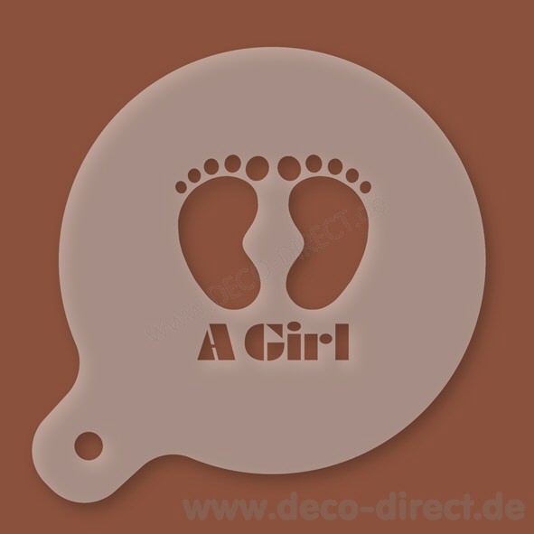 Cappuccino-Schablone F&uuml;&szlig;e A Girl Kunststoff