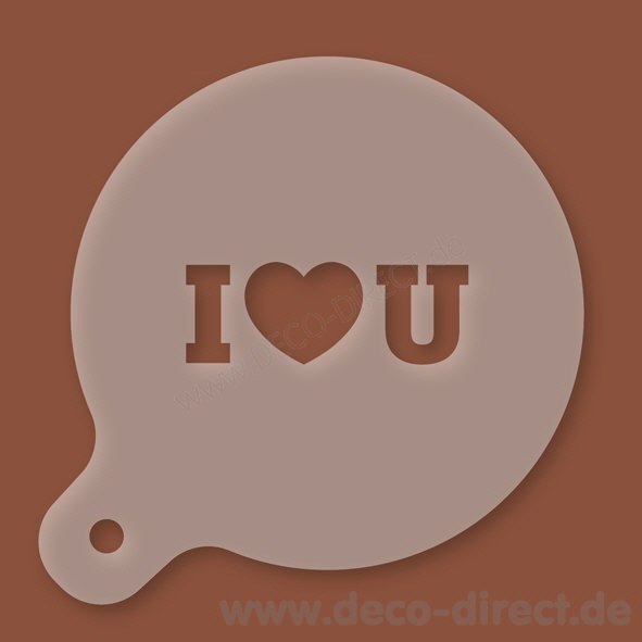 Cappuccino-Schablone I Love U Kunststoff
