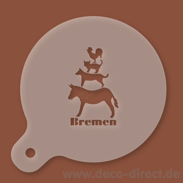 Cappuccino-Schablone Bremer Stadtmusikanten Text