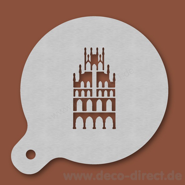Cappuccino-Schablone M&uuml;nster Rathaus Edelstahl
