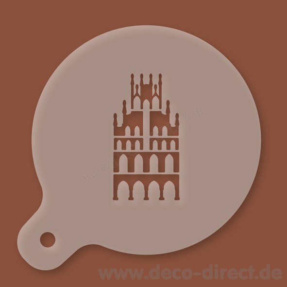 Cappuccino-Schablone M&uuml;nster Rathaus Kunststoff