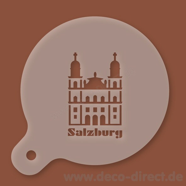 Cappuccino-Schablone Salzburger Dom Text