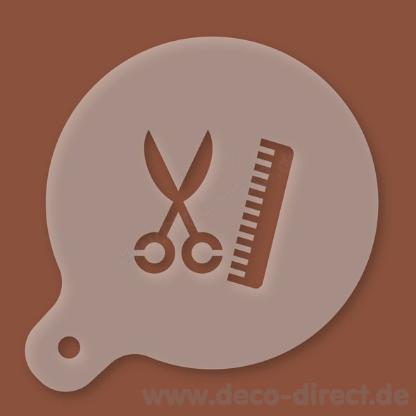 Cappuccino-Schablone Schere und Kamm Kunststoff