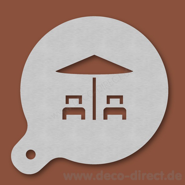 Cappuccino-Schablone Strandliegen Edelstahl