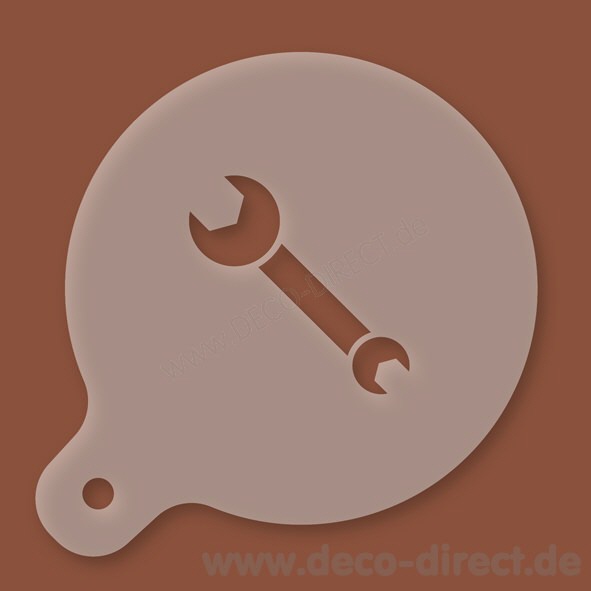 Cappuccino-Schablone Schraubenschl&uuml;ssel Kunststoff