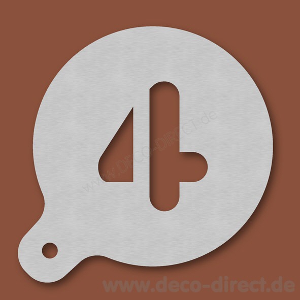 Cappuccino-Schablone Zahl 4 Edelstahl