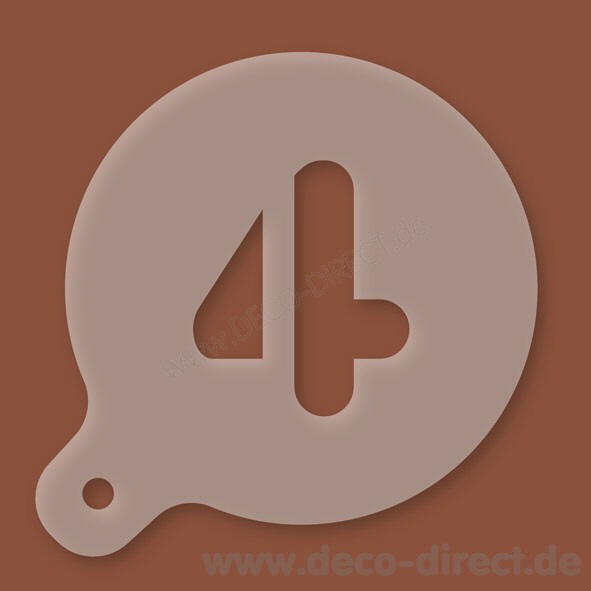 Cappuccino-Schablone Zahl 4 Kunststoff
