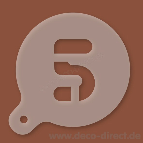 Cappuccino-Schablone Zahl 5 Kunststoff