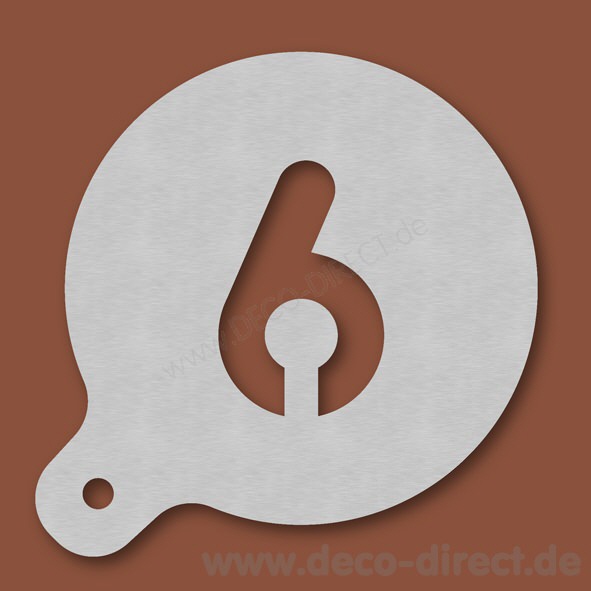 Cappuccino-Schablone Zahl 6 Edelstahl