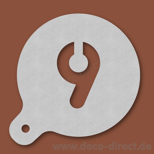 Cappuccino-Schablone Zahl 9 Edelstahl