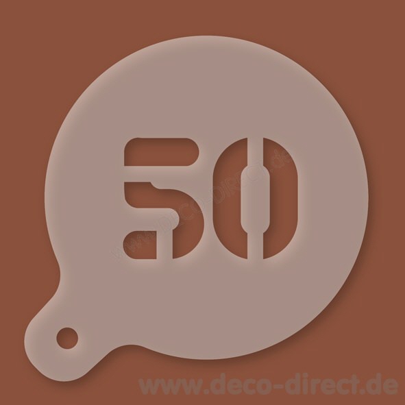 Cappuccino-Schablone Zahl 50 Kunststoff