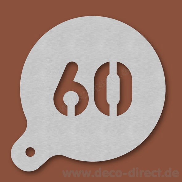 Cappuccino-Schablone Zahl 60 Edelstahl