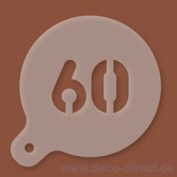 Cappuccino-Schablone Zahl 60 Kunststoff