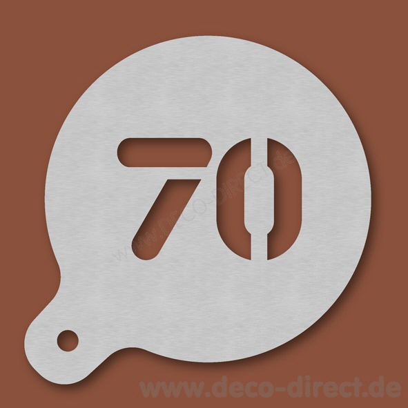 Cappuccino-Schablone Zahl 70 Edelstahl
