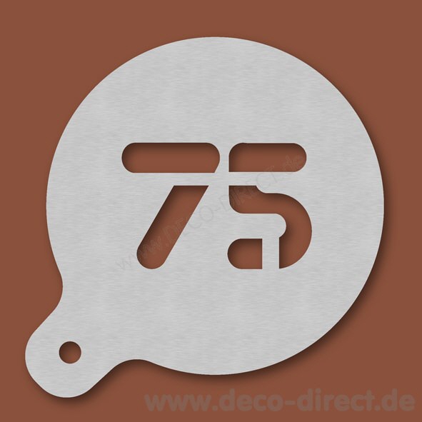 Cappuccino-Schablone Zahl 75 Edelstahl