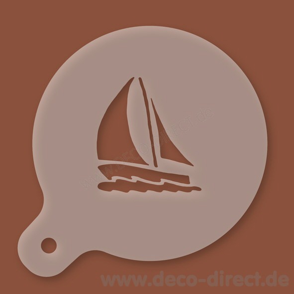 Cappuccino-Schablone Segelboot Kunststoff