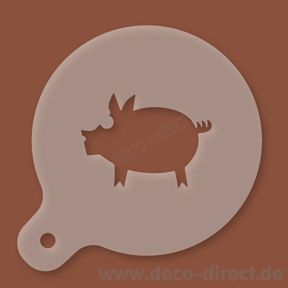Cappuccino-Schablone Gl&uuml;cksschwein Kunststoff