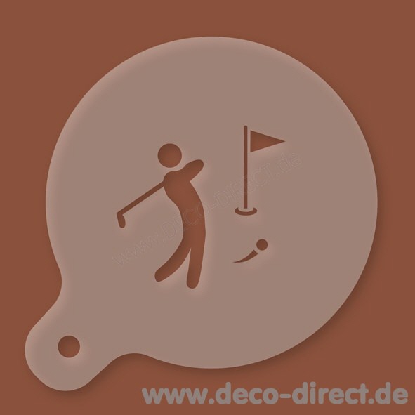 Cappuccino-Schablone Golfer Kunststoff