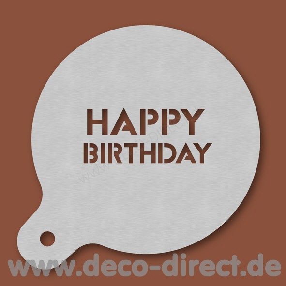 Cappuccino-Schablone Happy Birthday Edelstahl