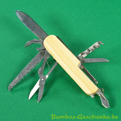 Multifunktions-Taschenmesser mit Bambusgriff