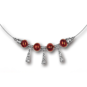 Modula® Collier -5102- rot (4 Keramikperlen), L: 50 cm