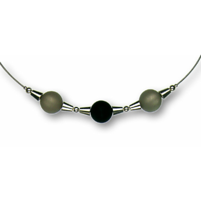 Modula® Collier -5111- grau-schwarz (3 Polarisperlen matt), L: 40 cm