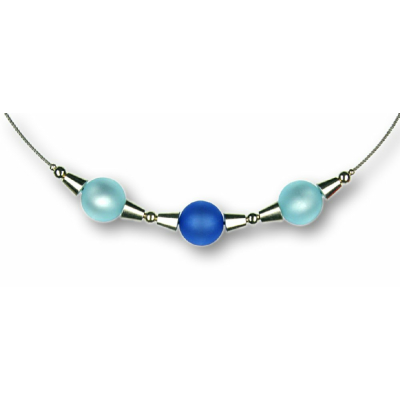 Modula® Collier -5111- hellblau-blau (3 Polarisperlen matt), L: 42 cm