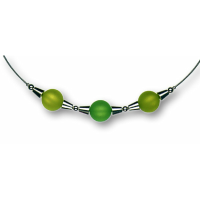 Modula® Collier -5111- kiwi-hellgrün (3 Polarisperlen matt), L: 40 cm