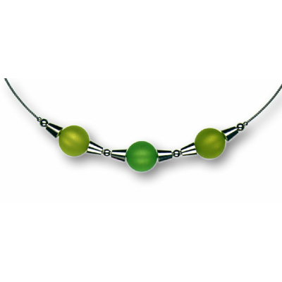 Modula® Collier -5111- kiwi-hellgrün (3 Polarisperlen matt), L: 42 cm