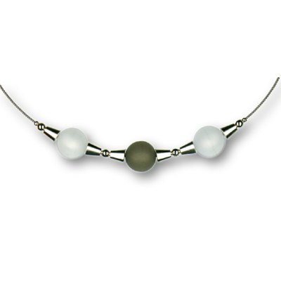 Modula® Collier -5111- weiß-grau (3 Polarisperlen matt), L: 40 cm