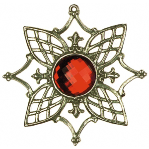 Zinn-Ornament-Stern antik Nr. 1 mit Schmuckstein rot